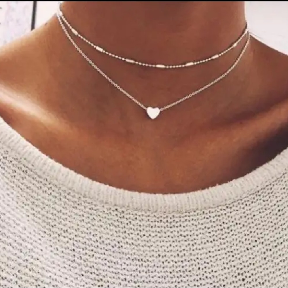 Silver Multilayer Heart Necklace